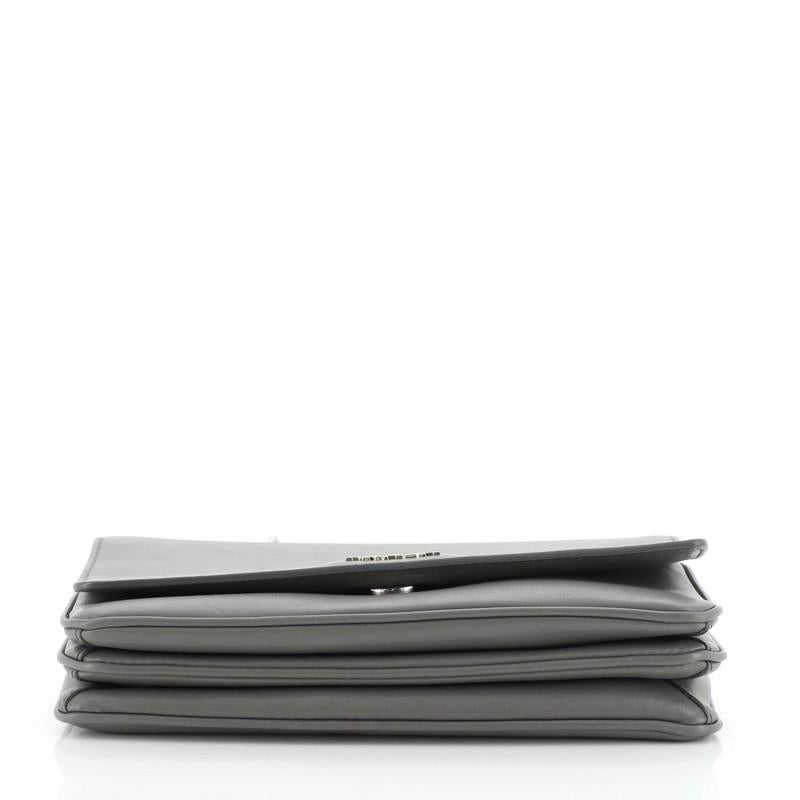 Gray Prada Flap Compartment Shoulder Bag Soft Calfskin Small