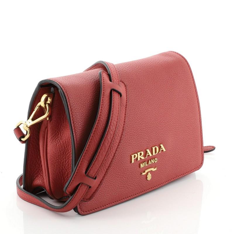 Brown Prada Flap Crossbody Bag Vitello Daino Small