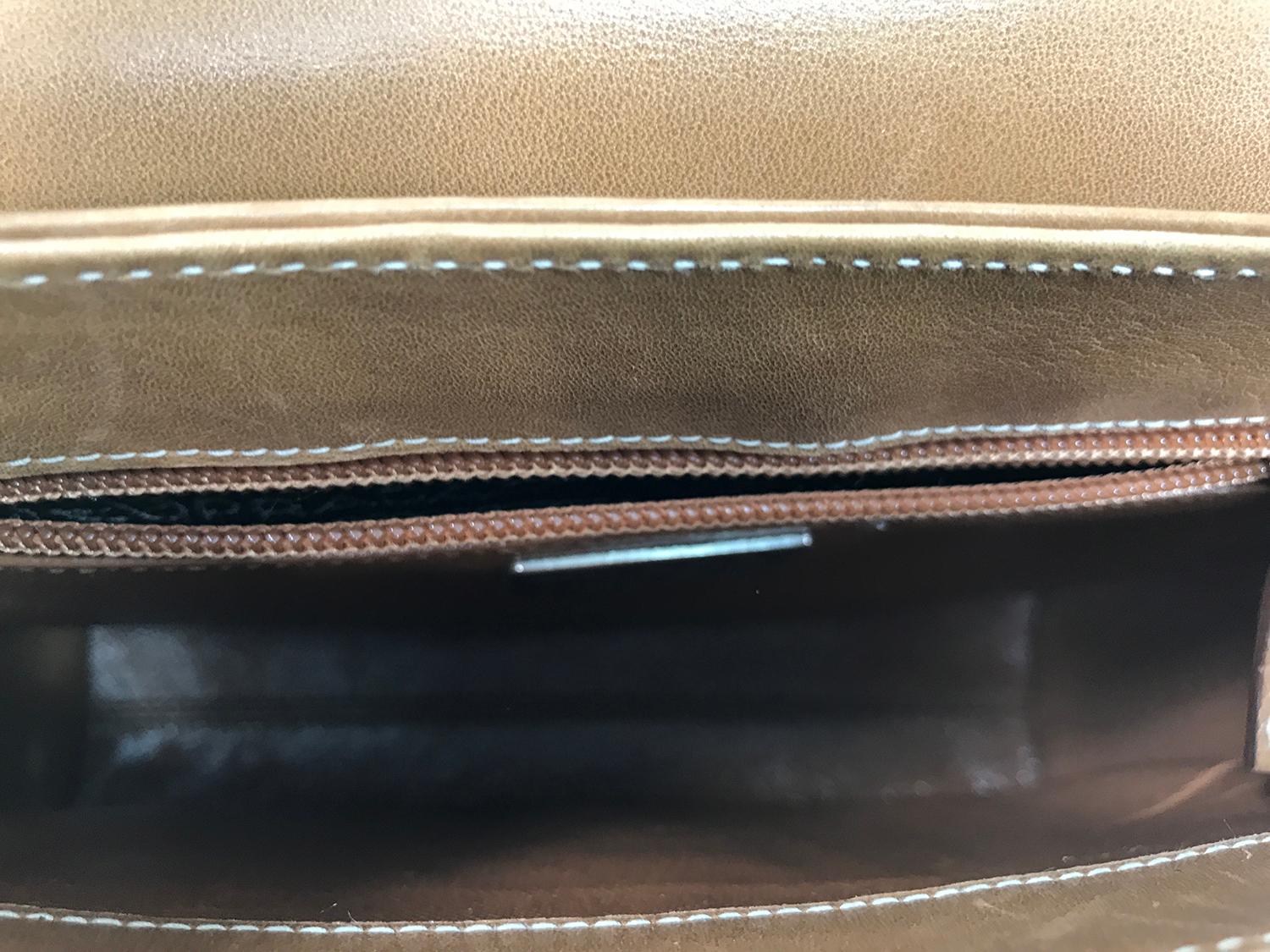 Prada Flap Front Saddle Tan Leather Shoulder Bag Gold Hardware 2