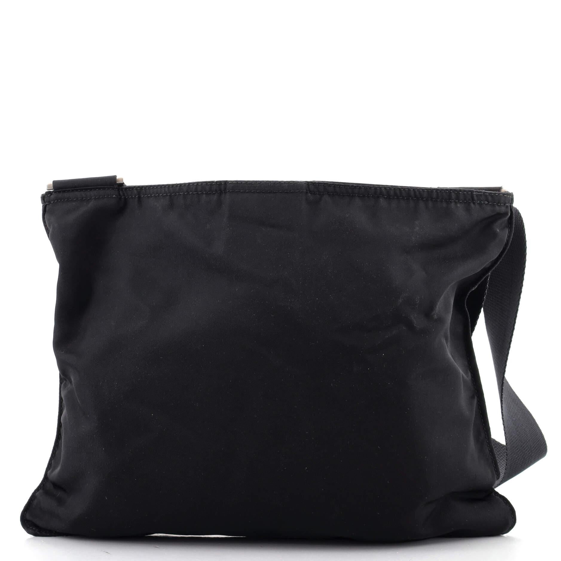 Black Prada Flat Messenger Bag Tessuto Medium