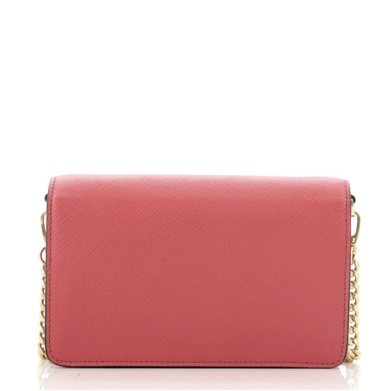 Prada Flip Lock Wallet on Chain Clutch Saffiano-Leder Small (Pink)