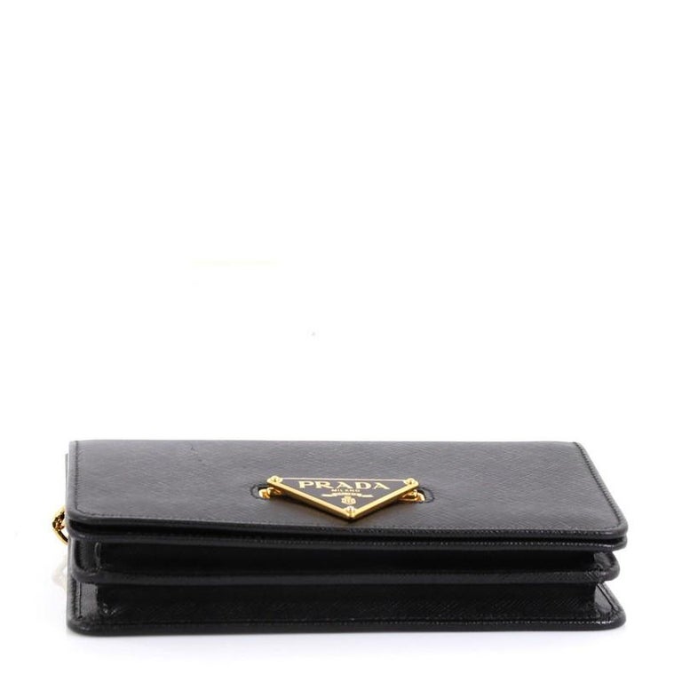 Prada Saffiano Flip Lock Wallet on Chain (SHG-35624) – LuxeDH
