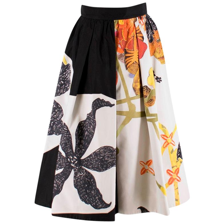 Prada Floral Faille Silk Midi Skirt XXS 36