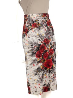 Prada Floral Pattern Midi Knit Skirt Size S