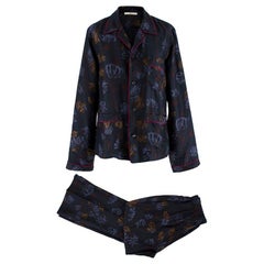 Prada Pyjama-Set in Marineblau mit Blumendruck - Größe S