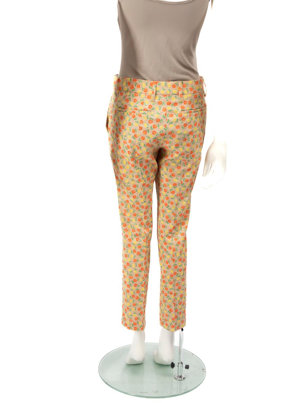 Beige Prada Floral Print Slim Trousers Size XS For Sale