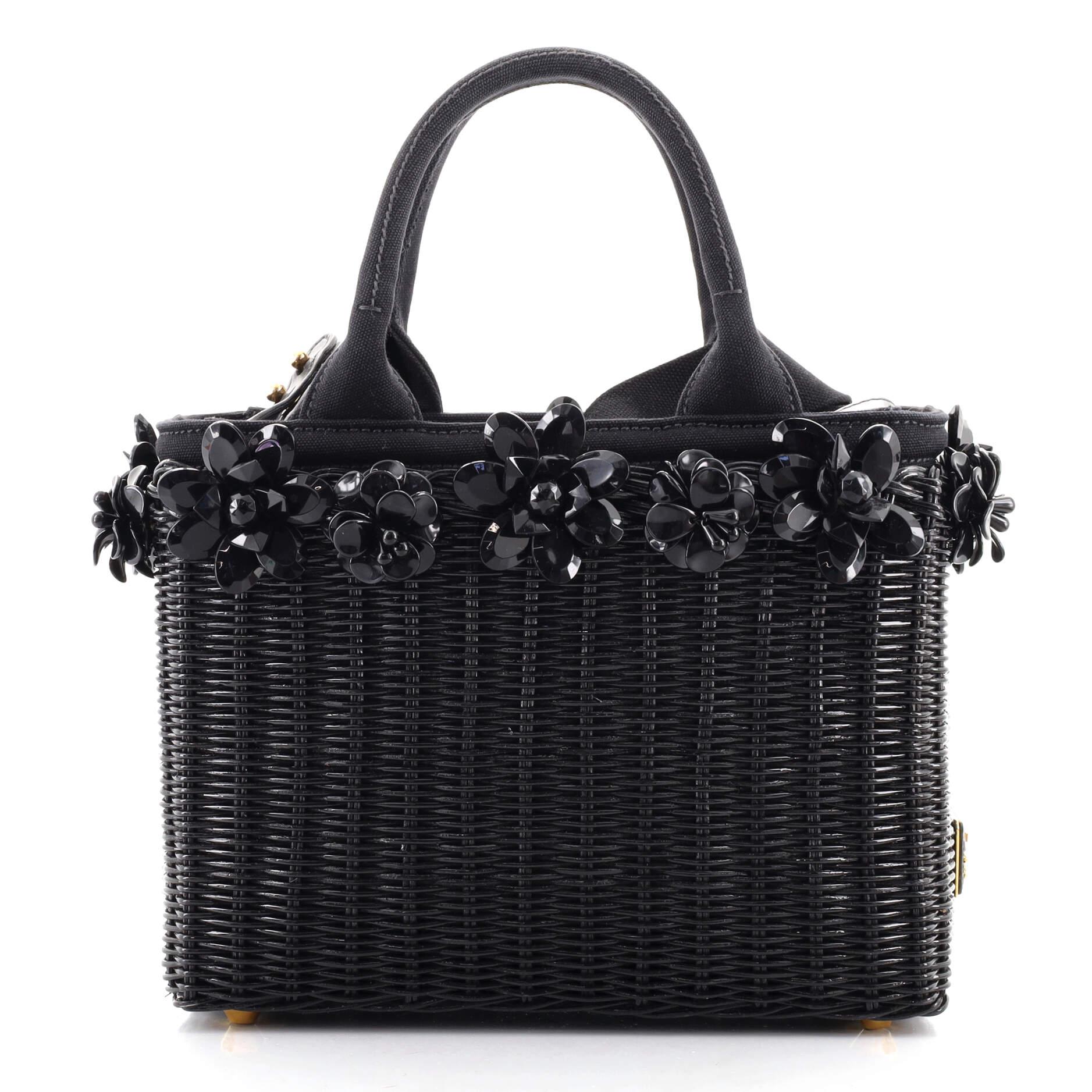 Prada Flower Basket Bag Wicker Small In Good Condition In NY, NY