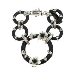 Prada Flower Power Black Plexiglas Crystal Floral Bedecked Link Bracelet