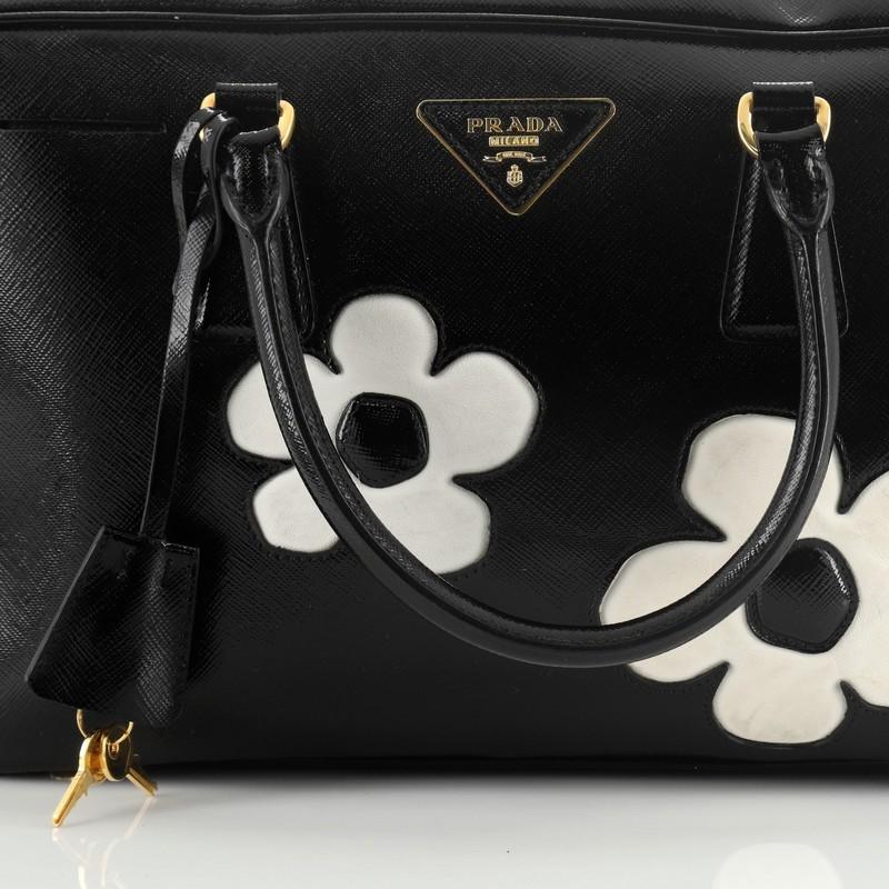 Women's or Men's Prada Flowers Bauletto Bag Vernice Saffiano Leather Medium