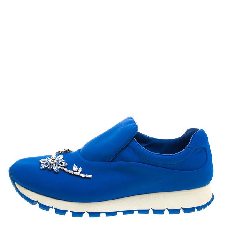 Prada For Harrods Blue Nylon Limited Edition Catch Me You Can Crystal Size   For Sale at 1stDibs