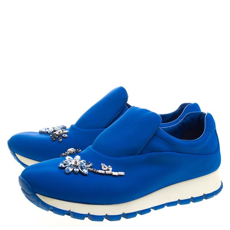 Orkaan Temmen Haarvaten Prada For Harrods Blue Nylon Limited Edition Catch Me You Can Crystal Size  38.5 For Sale at 1stDibs