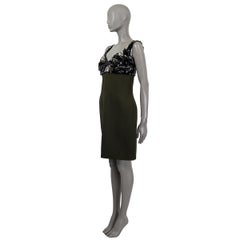 PRADA forest green wool EMBELLISHED SLEEVELESS Dress 42 M