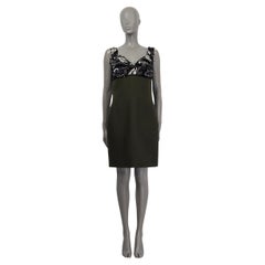 PRADA forest green wool EMBELLISHED SLEEVELESS Dress 42 M