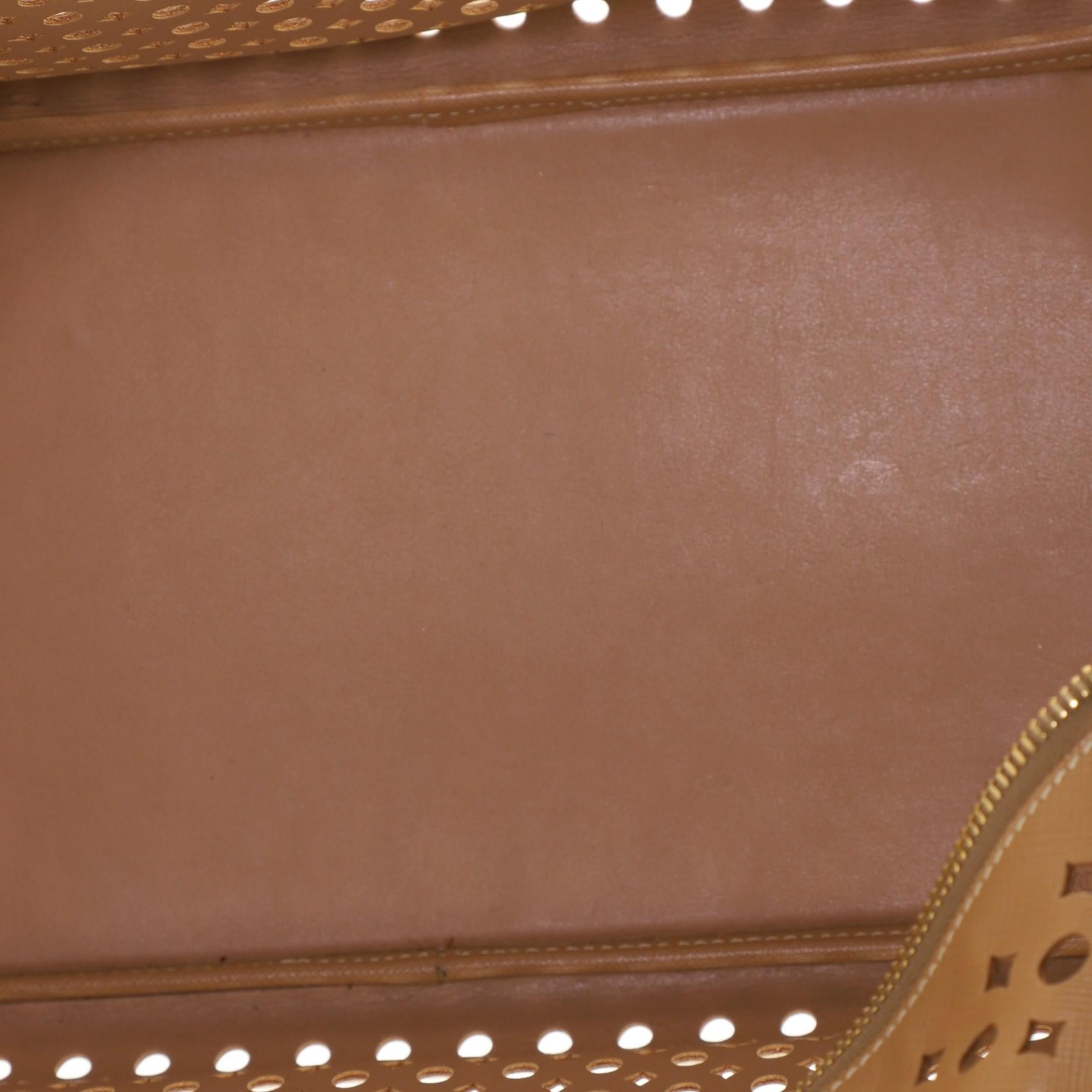 Brown Prada Fori Bauletto Bag Perforated Saffiano Leather Large