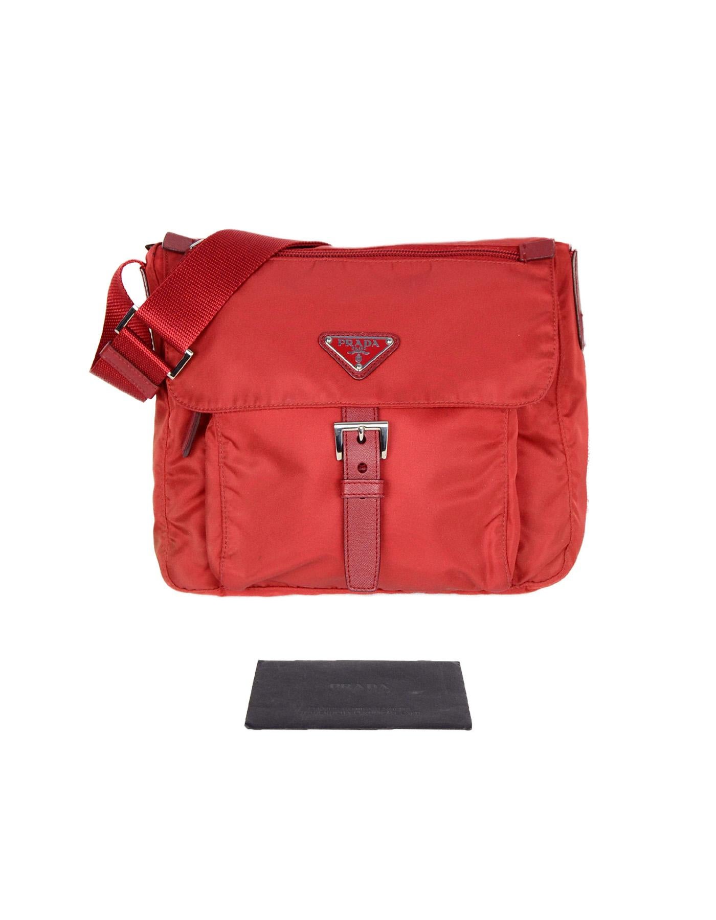 Prada Fouco Red Nylon Flap Buckle Messenger Bag BT8994 rt $990 5