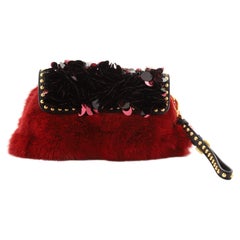 Prada Frame Clutch Fur with Sequins