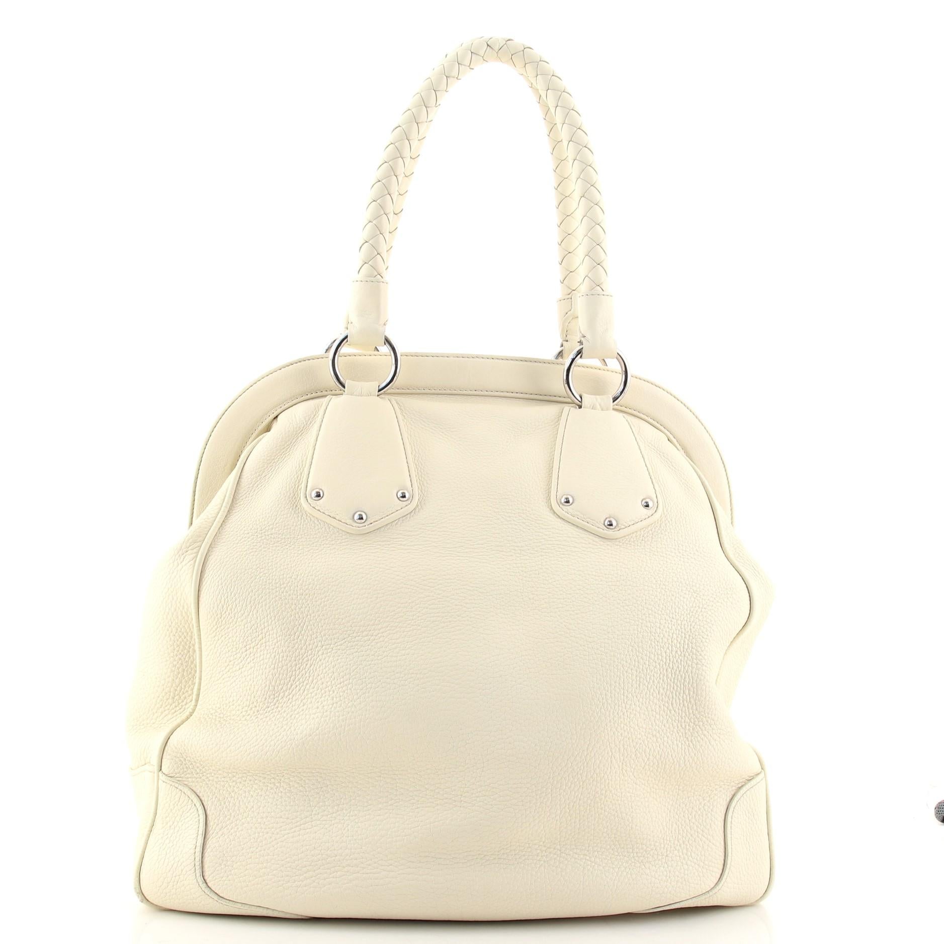 Prada Frame Doctor Bag Vitello Daino Groß (Weiß)