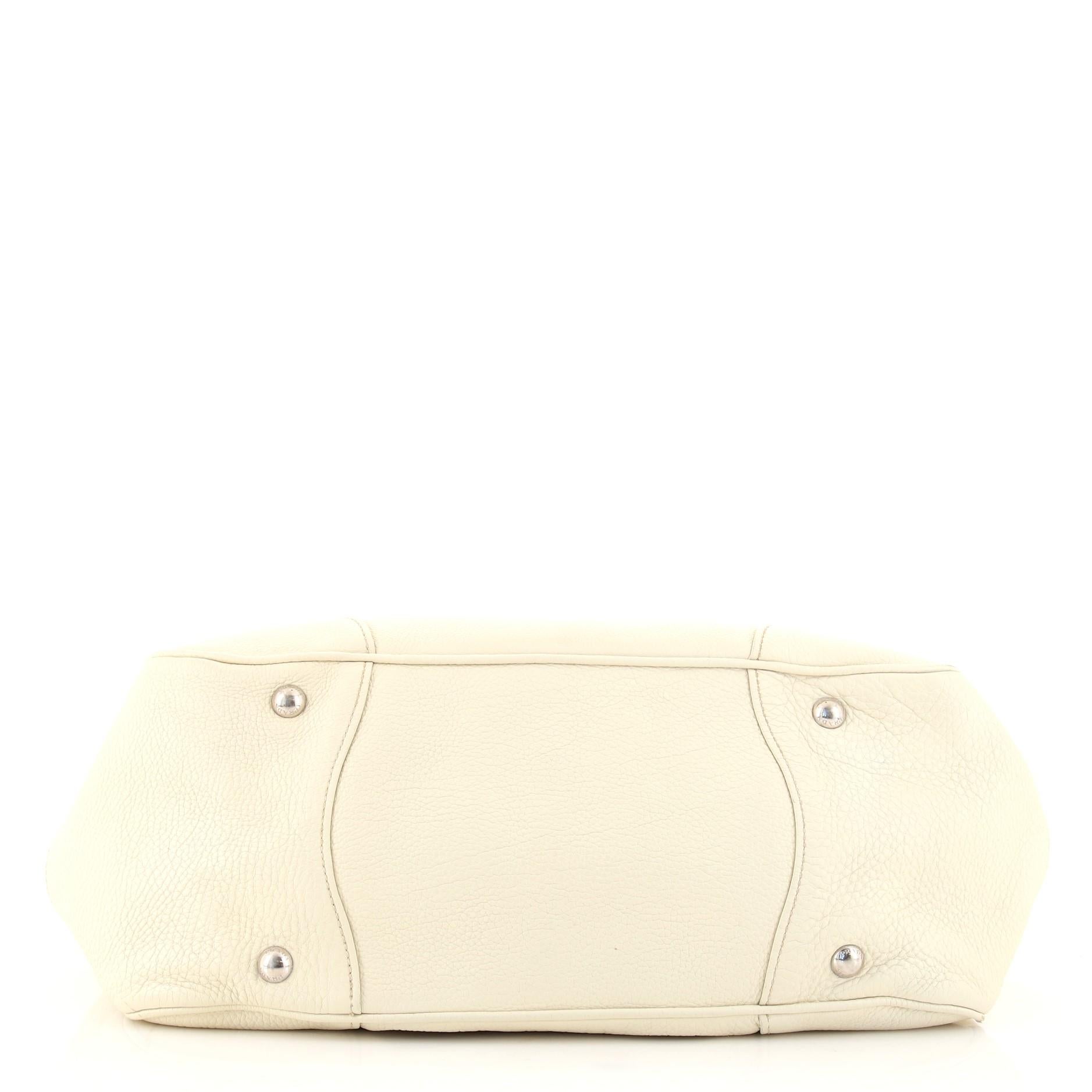 White Prada Frame Doctor Bag Vitello Daino Large