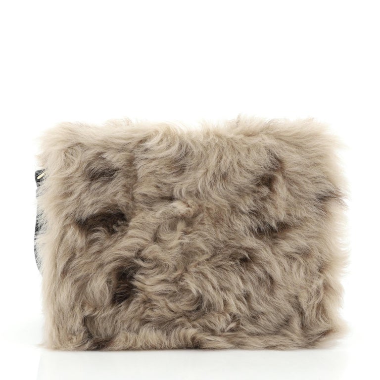 Prada Frame Shoulder Bag Fur with Saffiano Leather Small at 1stDibs