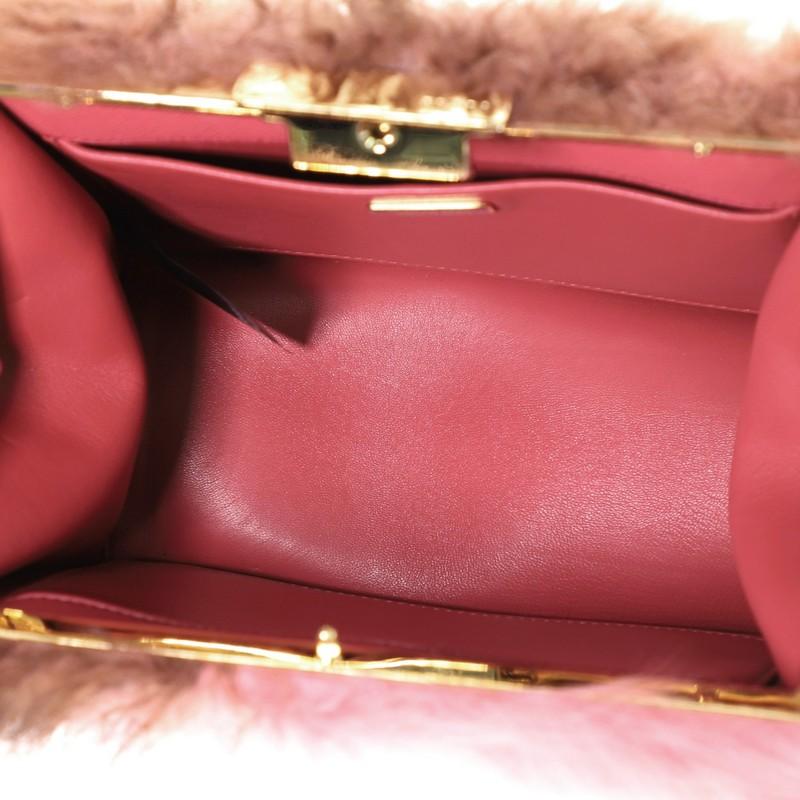 Pink Prada Frame Shoulder Bag Fur with Saffiano Leather Small