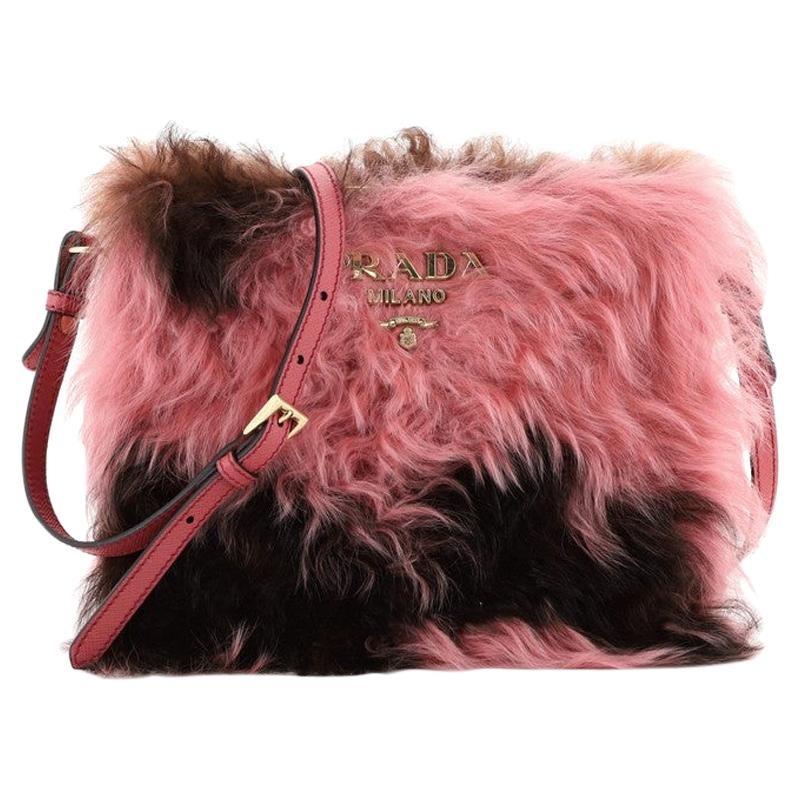 Prada Frame Shoulder Bag Fur with Saffiano Leather Small at 1stDibs | prada  fur bag, prada furry bag
