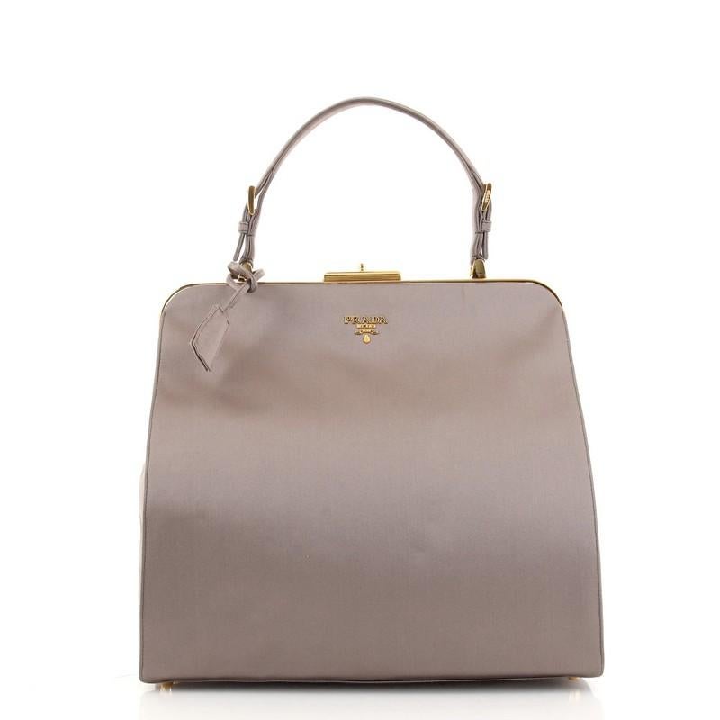 Prada Frame Top Handle Bag Satin Medium