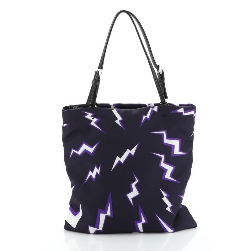 Noir Prada Frankenstein Tote plat imprimé Tessuto Mini