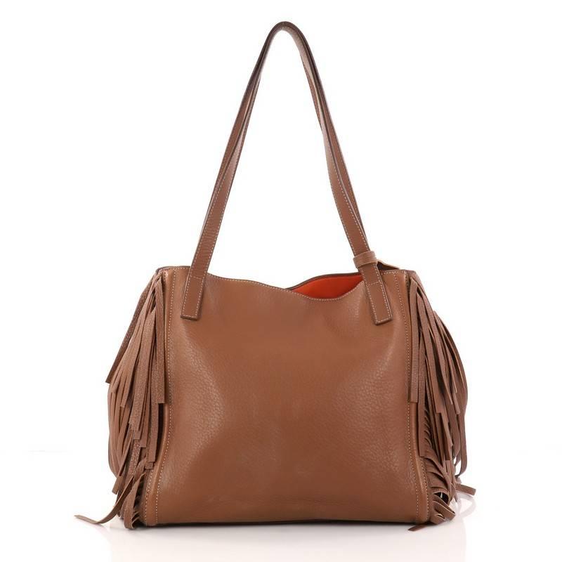 Prada Fringe Tote Cervo Leather Large In Good Condition In NY, NY