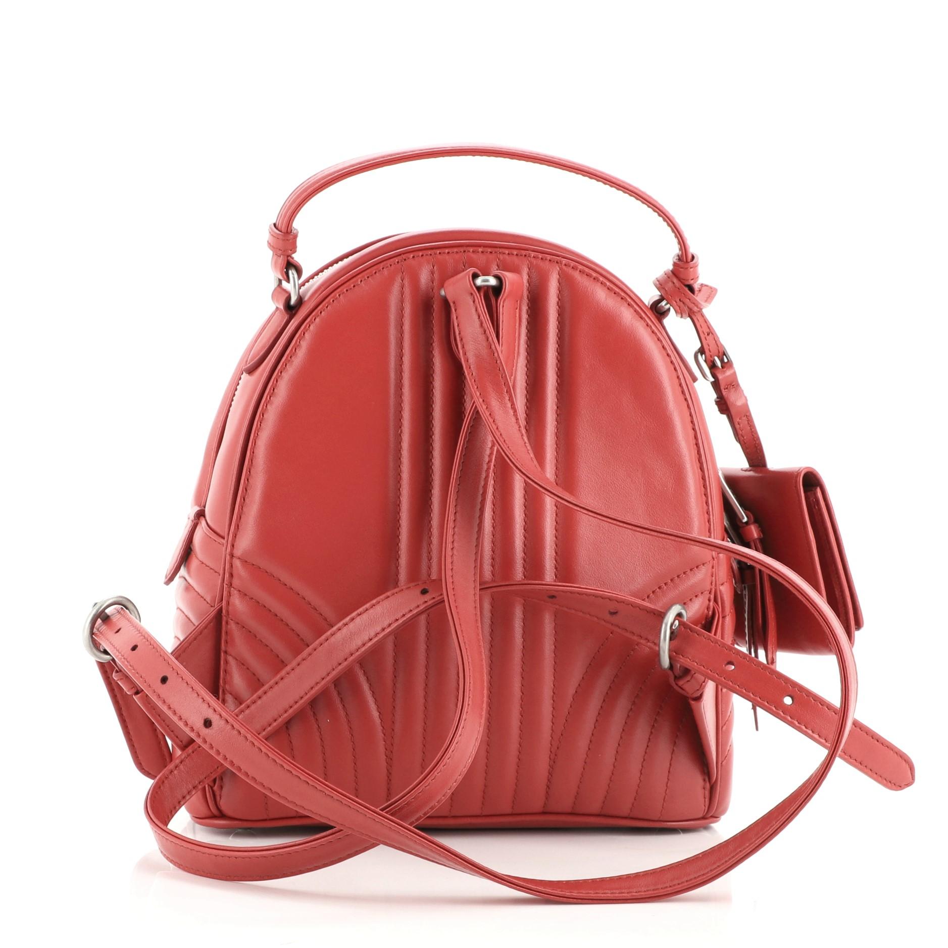 Prada Front Pocket Backpack Diagramme Quilted Leather Small In Good Condition In NY, NY