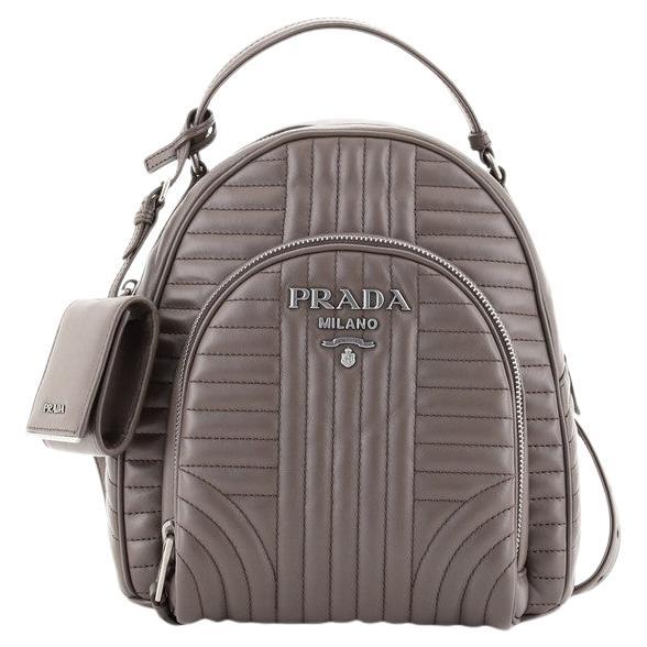 Prada Front Pocket Rucksack Diagramme Gestepptes Leder Klein