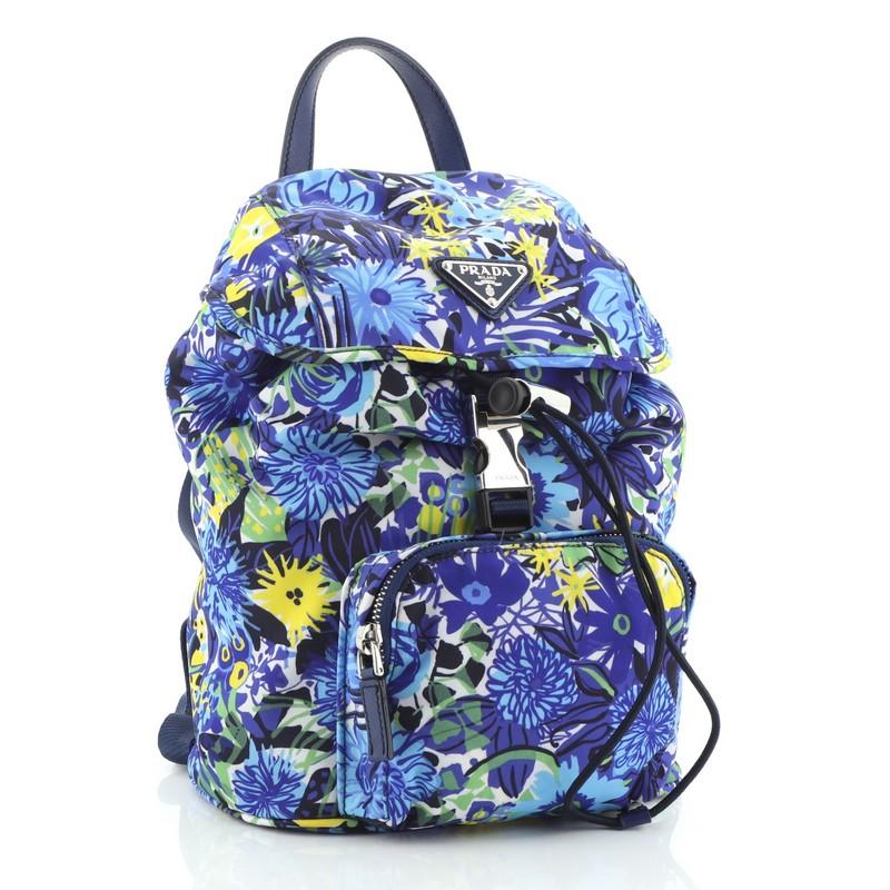 Purple Prada Front Pocket Backpack Printed Tessuto Small