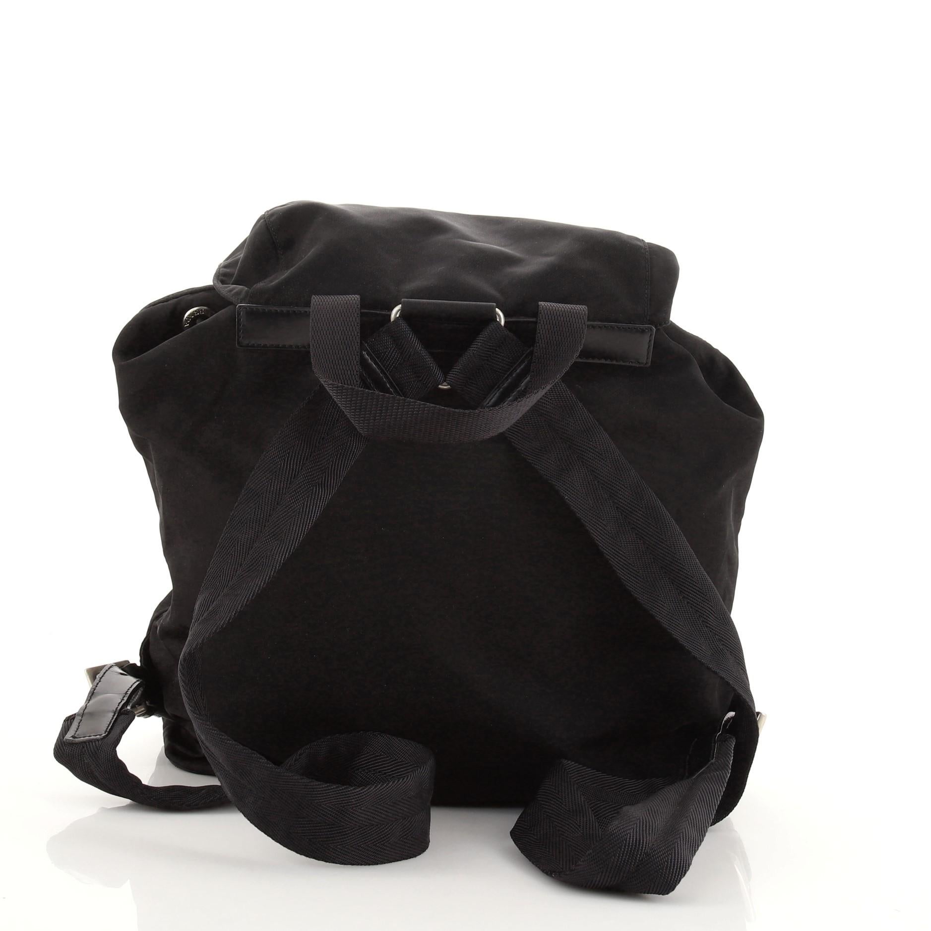 Black Prada Front Pocket Backpack Tessuto Medium