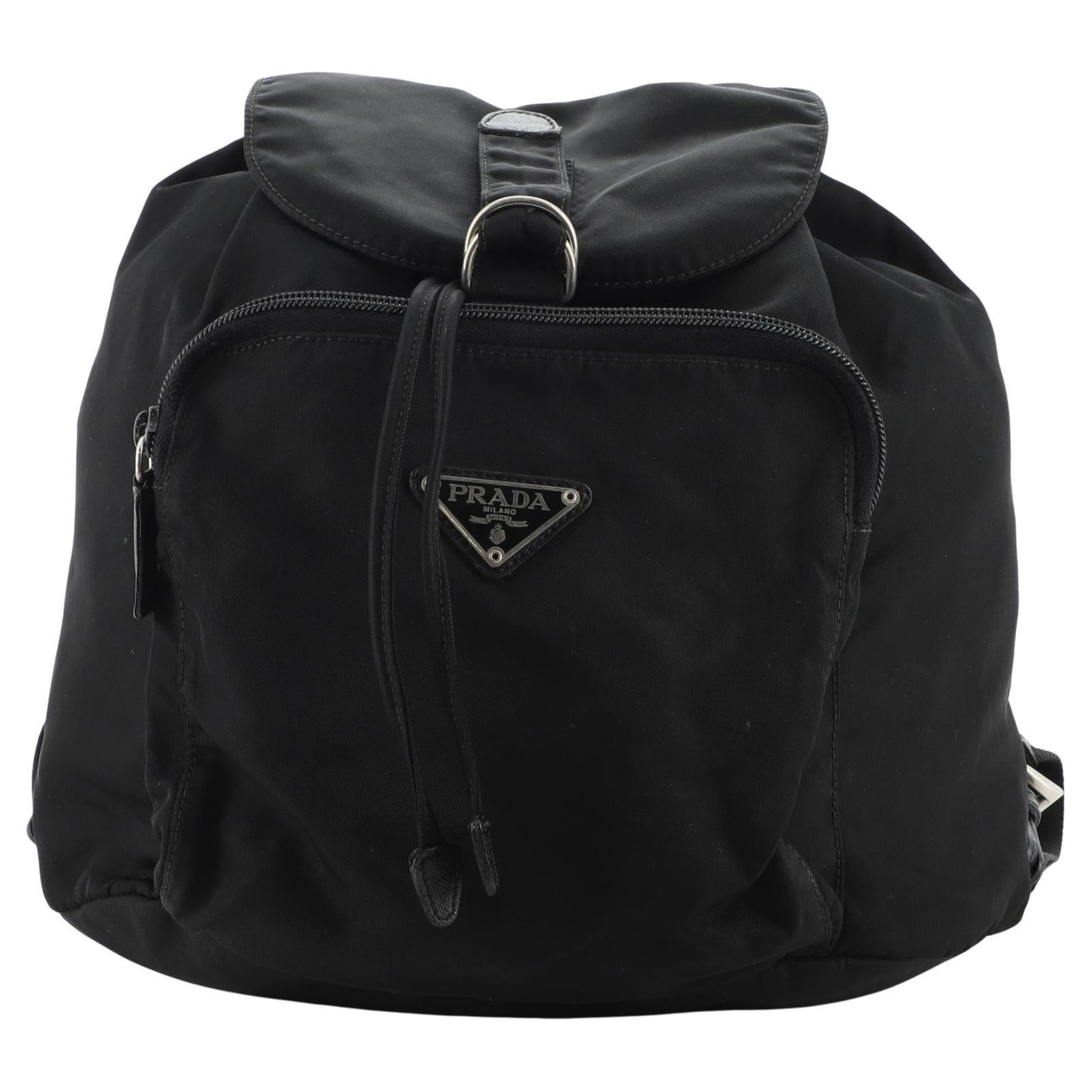 new PRADA 2019 Frankenstein black nylon triangle logo drawstring