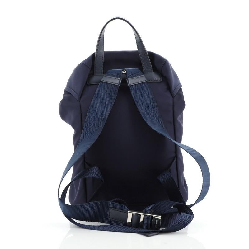 Black Prada Front Pocket Backpack Tessuto Small