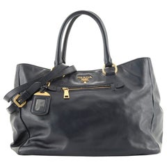 Prada Front Pocket Convertible Tote Glace Calf Medium