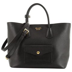 Prada Front Pocket Convertible Tote Saffiano Leather