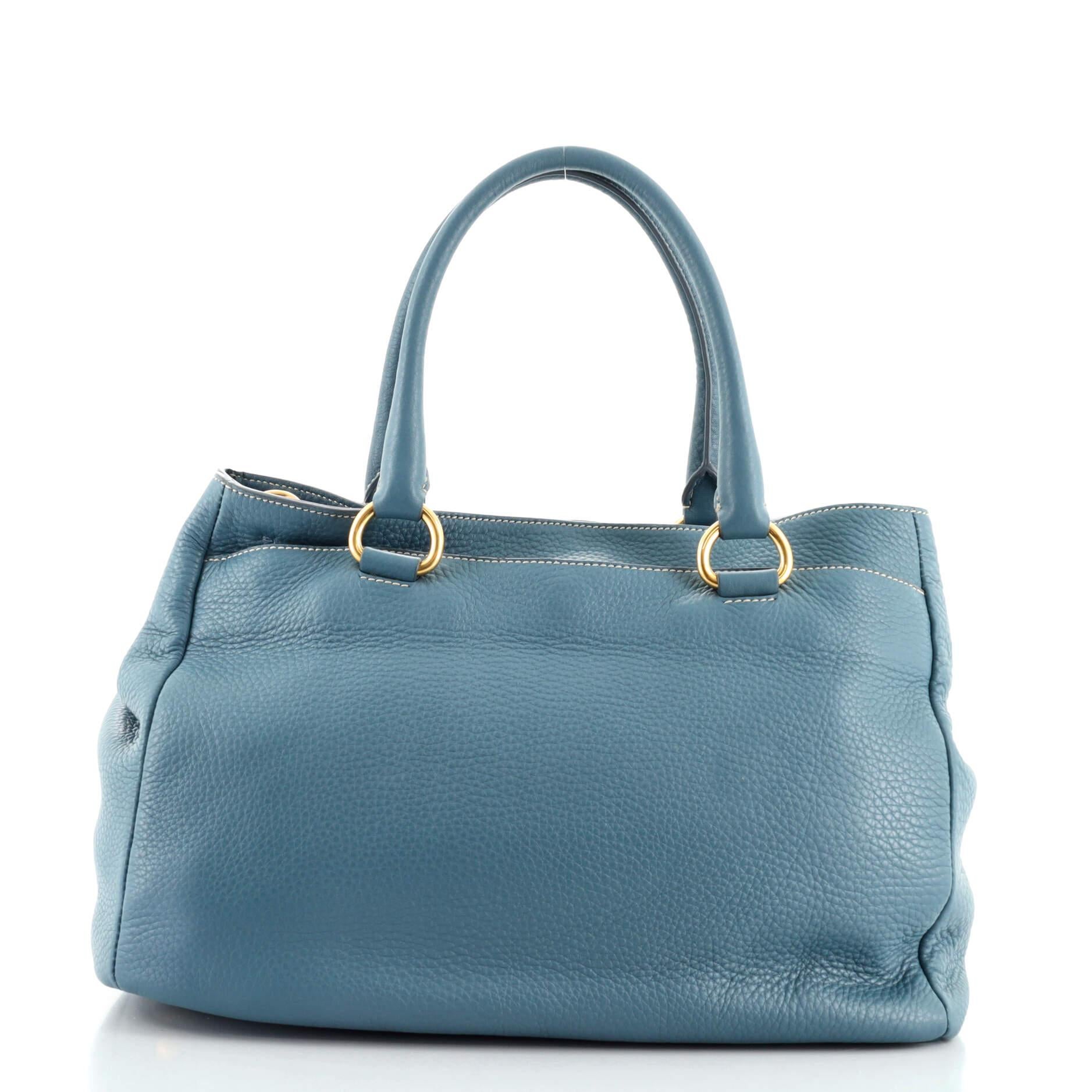 Prada Vordertasche Cabrio-Tasche Vitello Daino Medium (Blau)