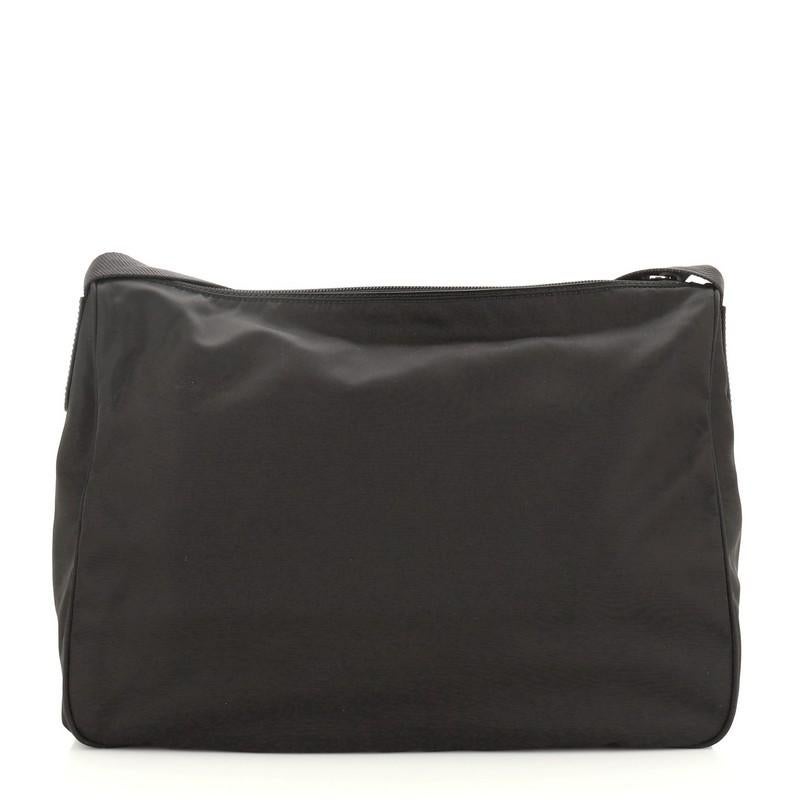 prada black nylon shoulder bag with studding