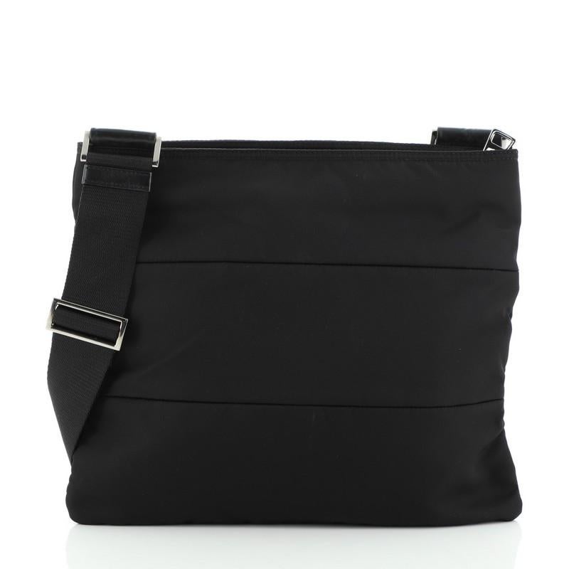 Black Prada Front Pocket Messenger Bag Tessuto Medium