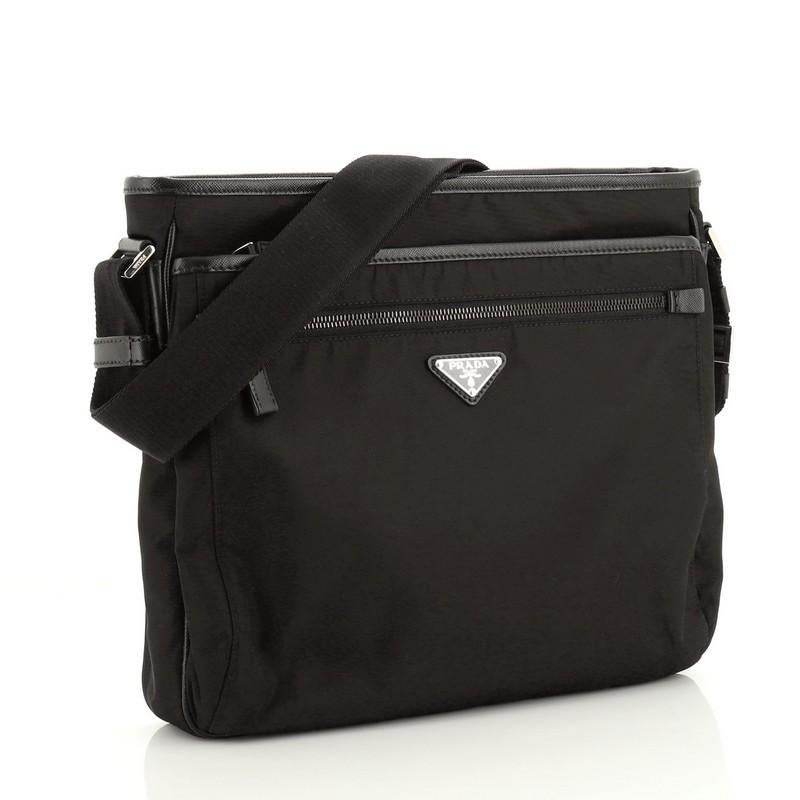 nylon and saffiano leather mini bag prada