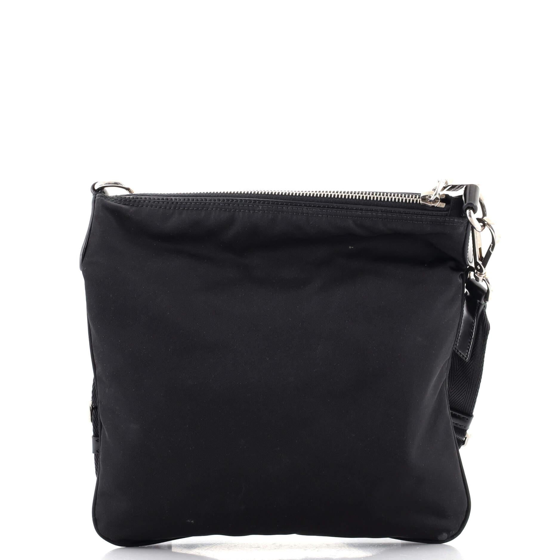 Black Prada Front Pocket Messenger Bag Tessuto Medium