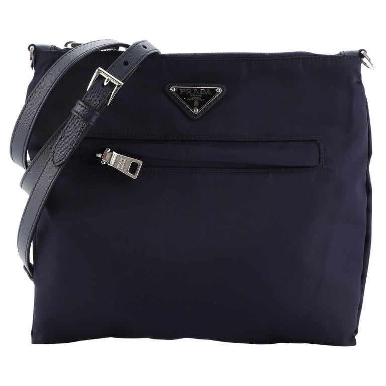 Prada Front Pocket Messenger Bag Tessuto with Leather at 1stDibs