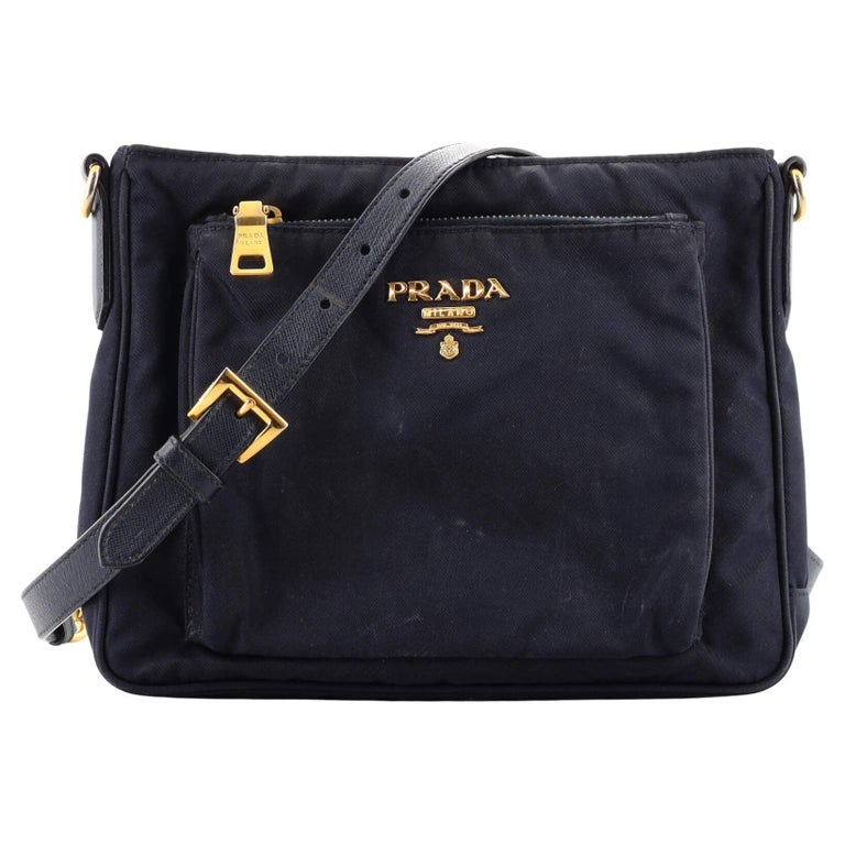 Prada Front Pocket Messenger Bag Tessuto with Leather at 1stDibs
