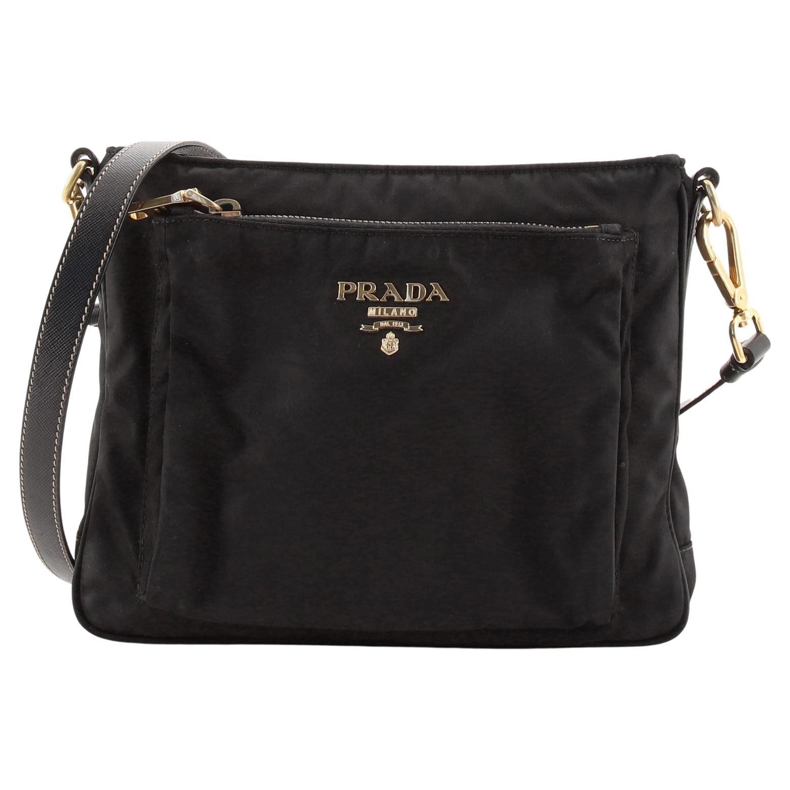 PRADA Tessuto Nylon Patent Pocket Messenger Bag Fuxia 867796