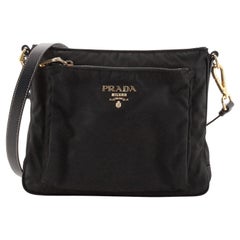 Prada Front Pocket Messenger Bag Tessuto with Patent Small