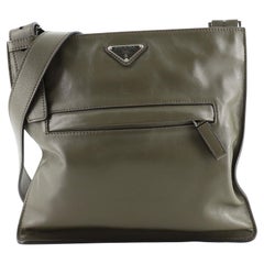 Prada Front Pocket Zip Messenger Bag Soft Calfskin Medium