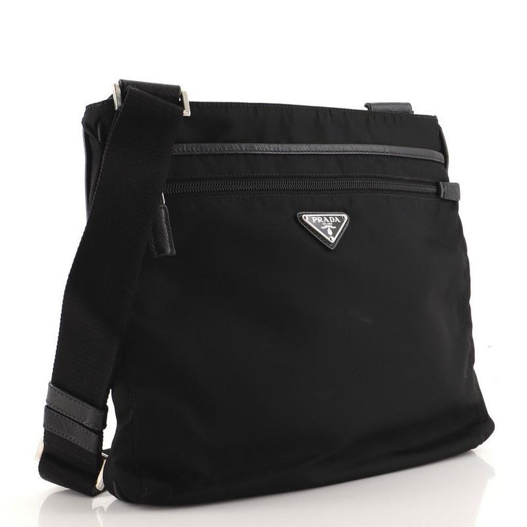 Prada Front Pocket Zip Messenger Bag Tessuto with Saffiano Leather ...