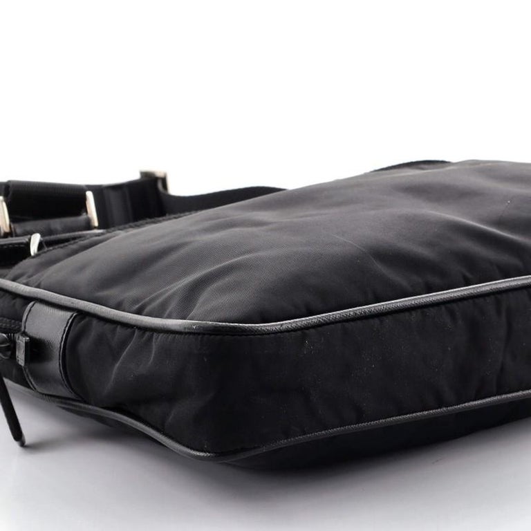 Prada Front Pocket Zip Messenger Bag Tessuto with Saffiano Leather