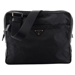 Prada Front Pocket Zip Messenger Bag Tessuto with Saffiano Leather Large
