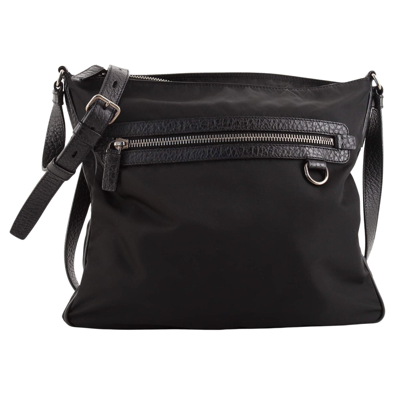 Prada Front Pocket Zip Messenger Bag Tessuto with Saffiano Leather Large at 1stDibs